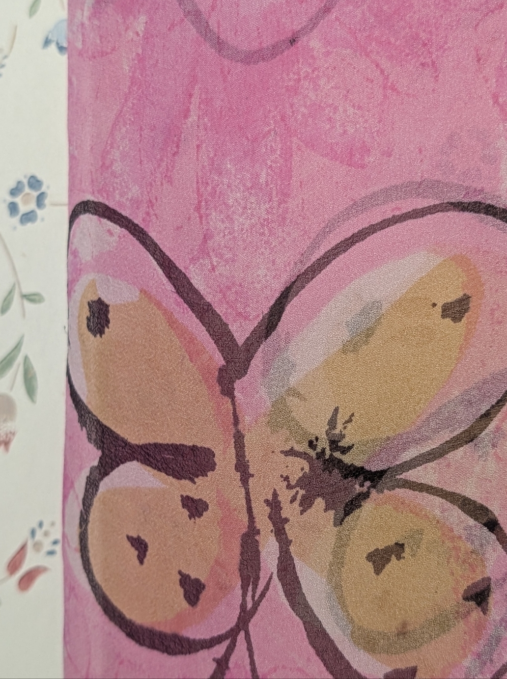 Vera Silk Scarf Butterfly Print Light Sheer Vintage handrolled  Japan 1960 - Picture 3 of 10